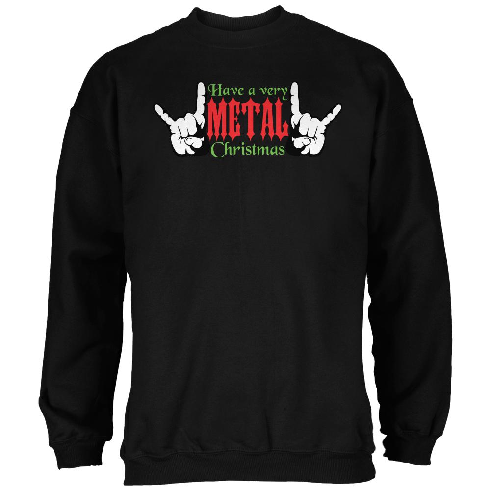 Christmas Heavy Metal Horns Black Adult Sweatshirt Men's Sweatshirts Old Glory 2XL Black