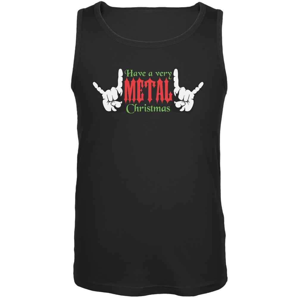 Christmas Heavy Metal Horns Black Adult Tank Top Men's Tank Tops Old Glory 2XL Black