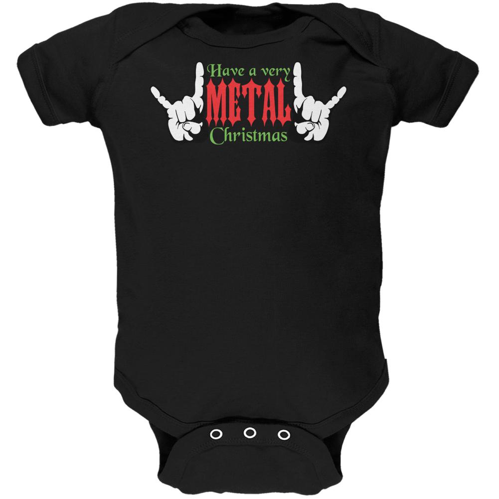 Christmas Heavy Metal Horns Black Soft Baby One Piece Baby One Piece Old Glory 0-3M Black
