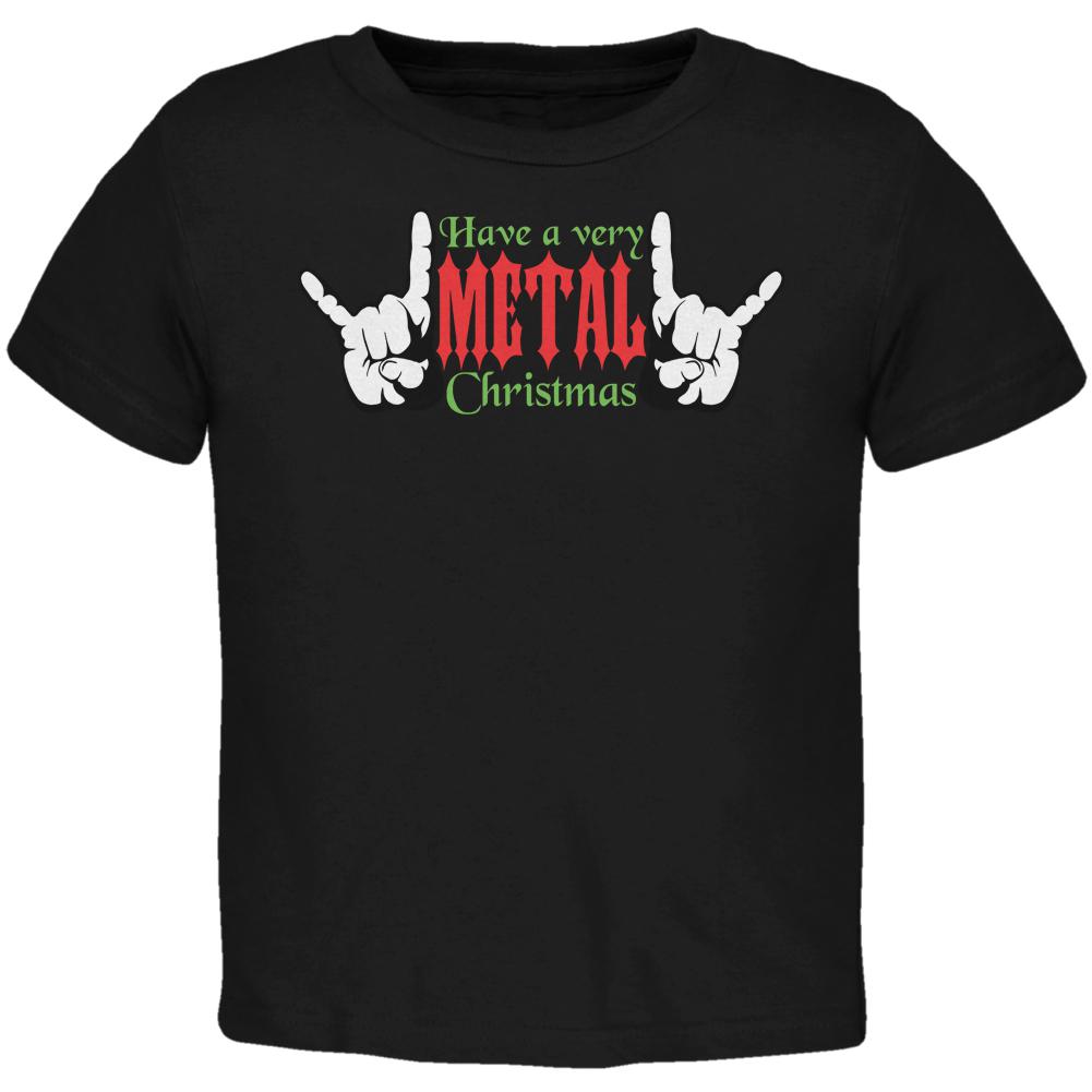 Christmas Heavy Metal Horns Black Toddler T-Shirt Toddler T-Shirts Old Glory 2T Black