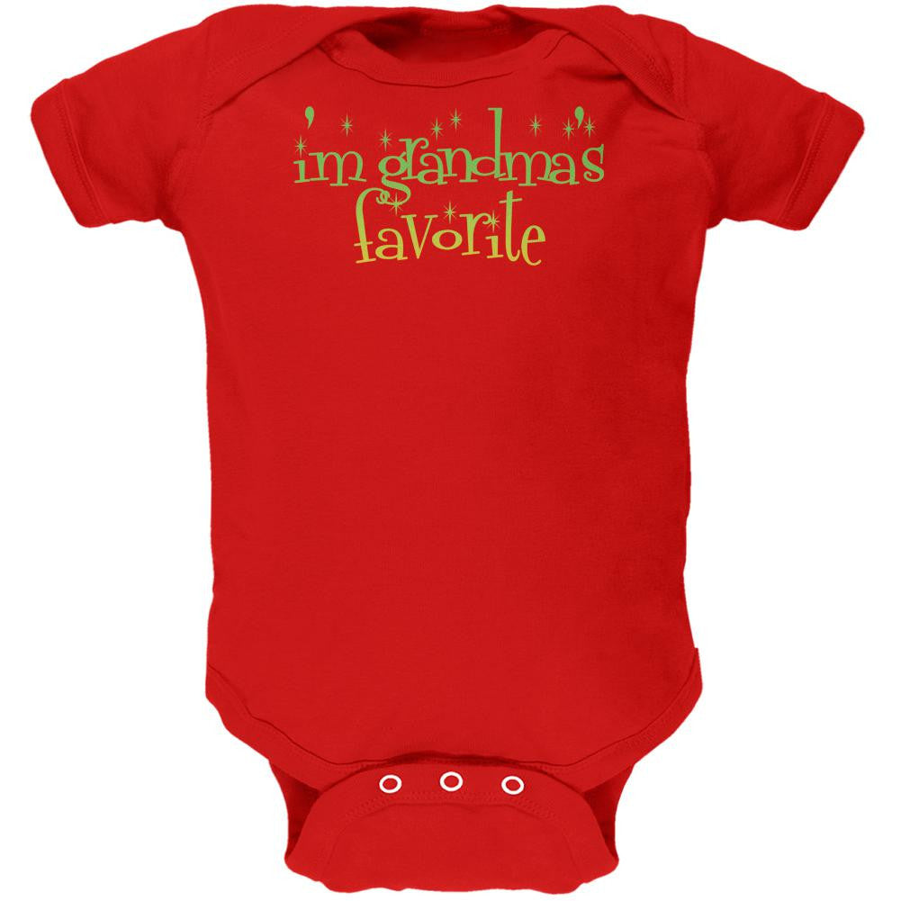 Christmas I'm Grandma's Favorite Red Soft Baby One Piece Baby One Piece Old Glory 0-3M Red