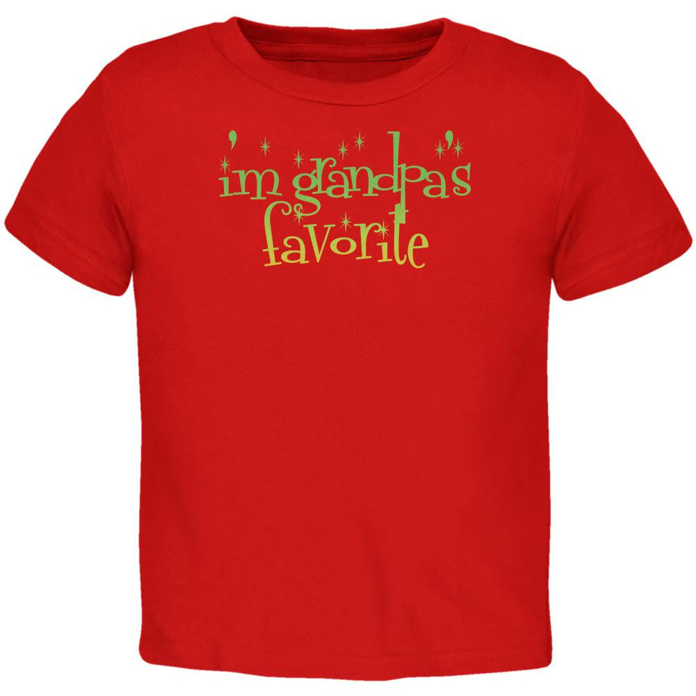 Christmas I'm Grandpa's Favorite Red Toddler T-Shirt Toddler T-Shirts Old Glory 2T Red
