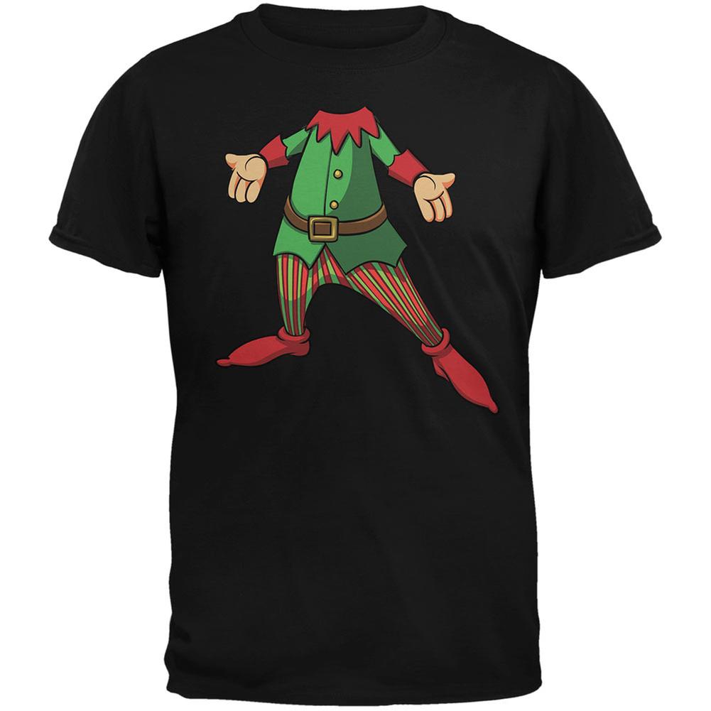 Christmas Happy Elf Black Adult T-Shirt Men's T-Shirts Old Glory 2XL Black