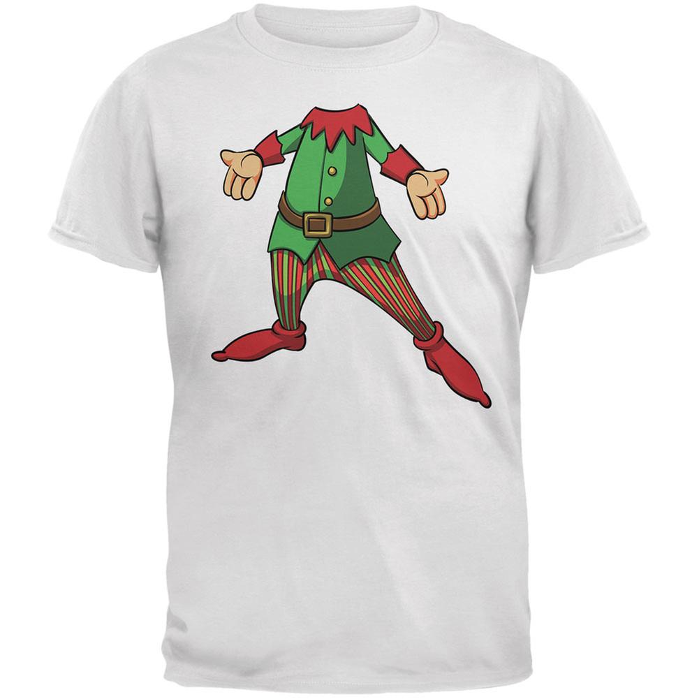 Christmas Happy Elf White Adult T-Shirt Men's T-Shirts Old Glory 2XL White