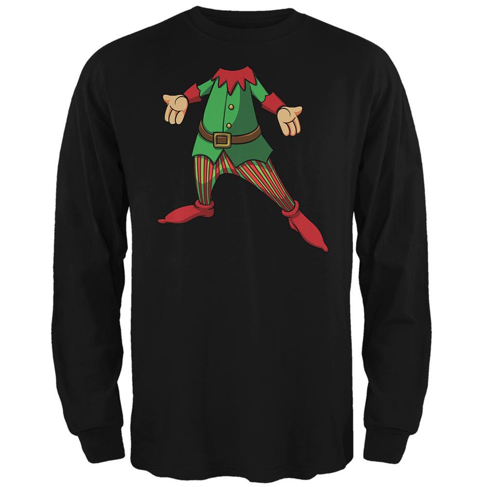 Christmas Happy Elf Black Adult Long Sleeve T-Shirt Men's Long Sleeves Old Glory 2XL Black