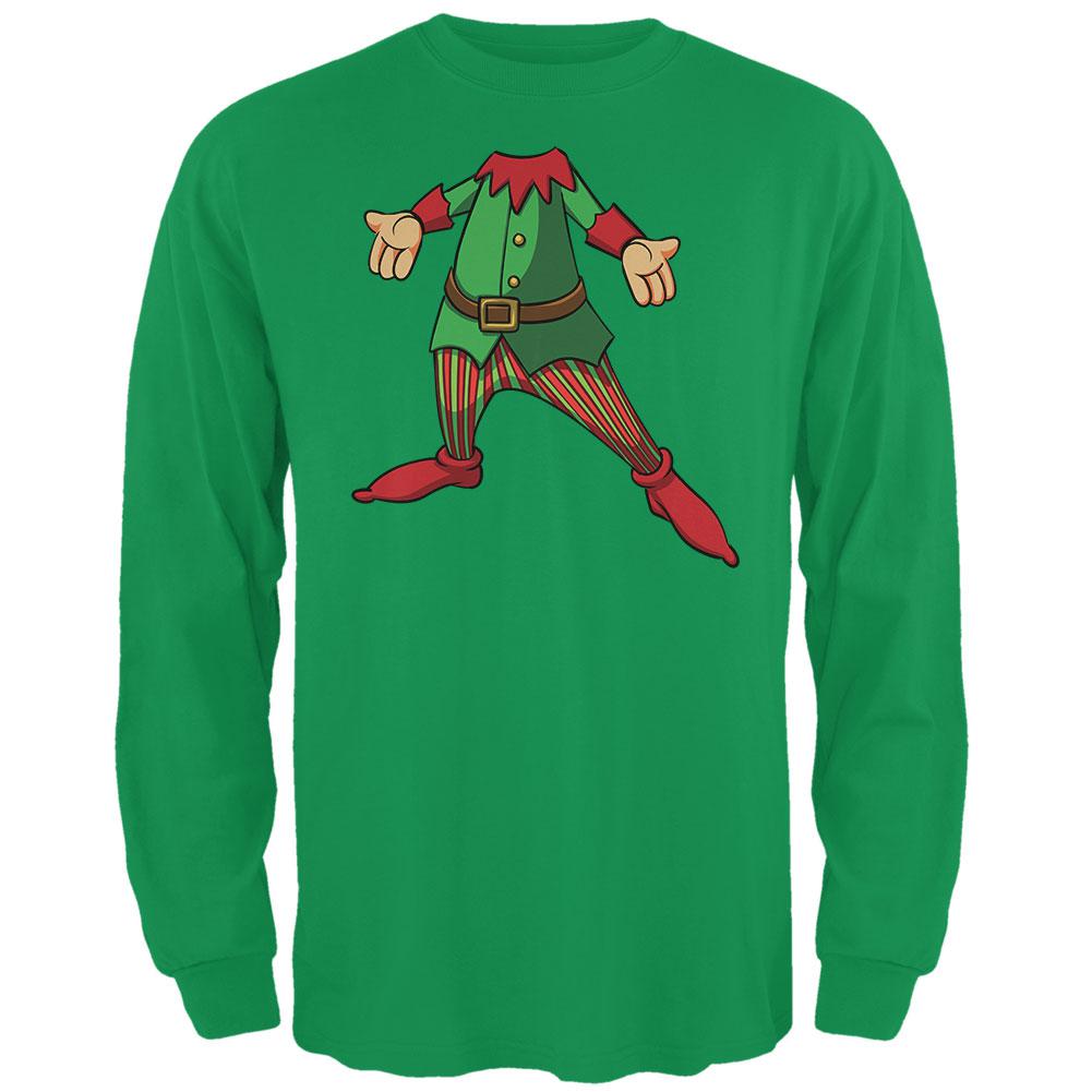 Christmas Happy Elf Irish Green Adult Long Sleeve T-Shirt Men's Long Sleeves Old Glory 2XL Green