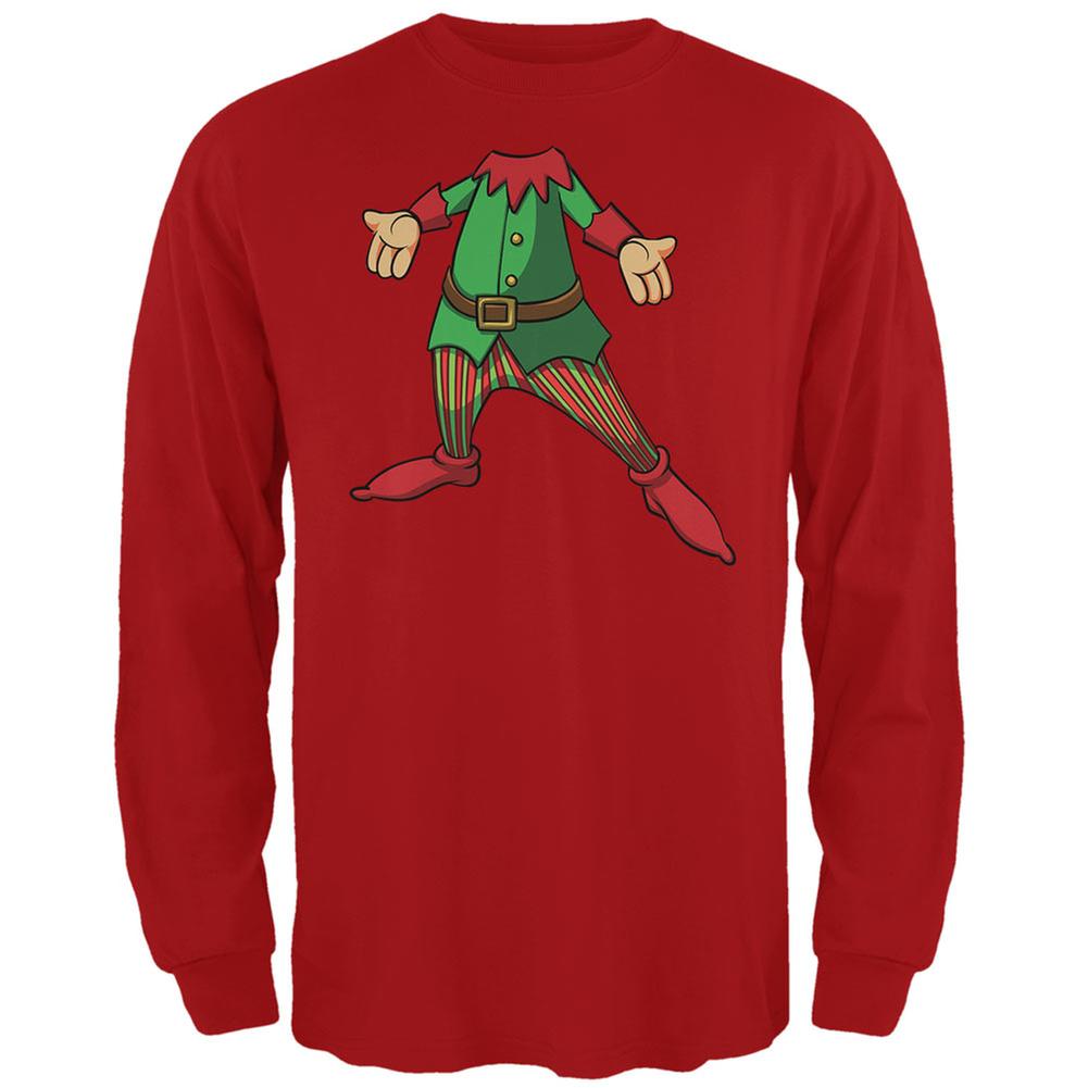 Christmas Happy Elf Red Adult Long Sleeve T-Shirt Men's Long Sleeves Old Glory 2XL Red
