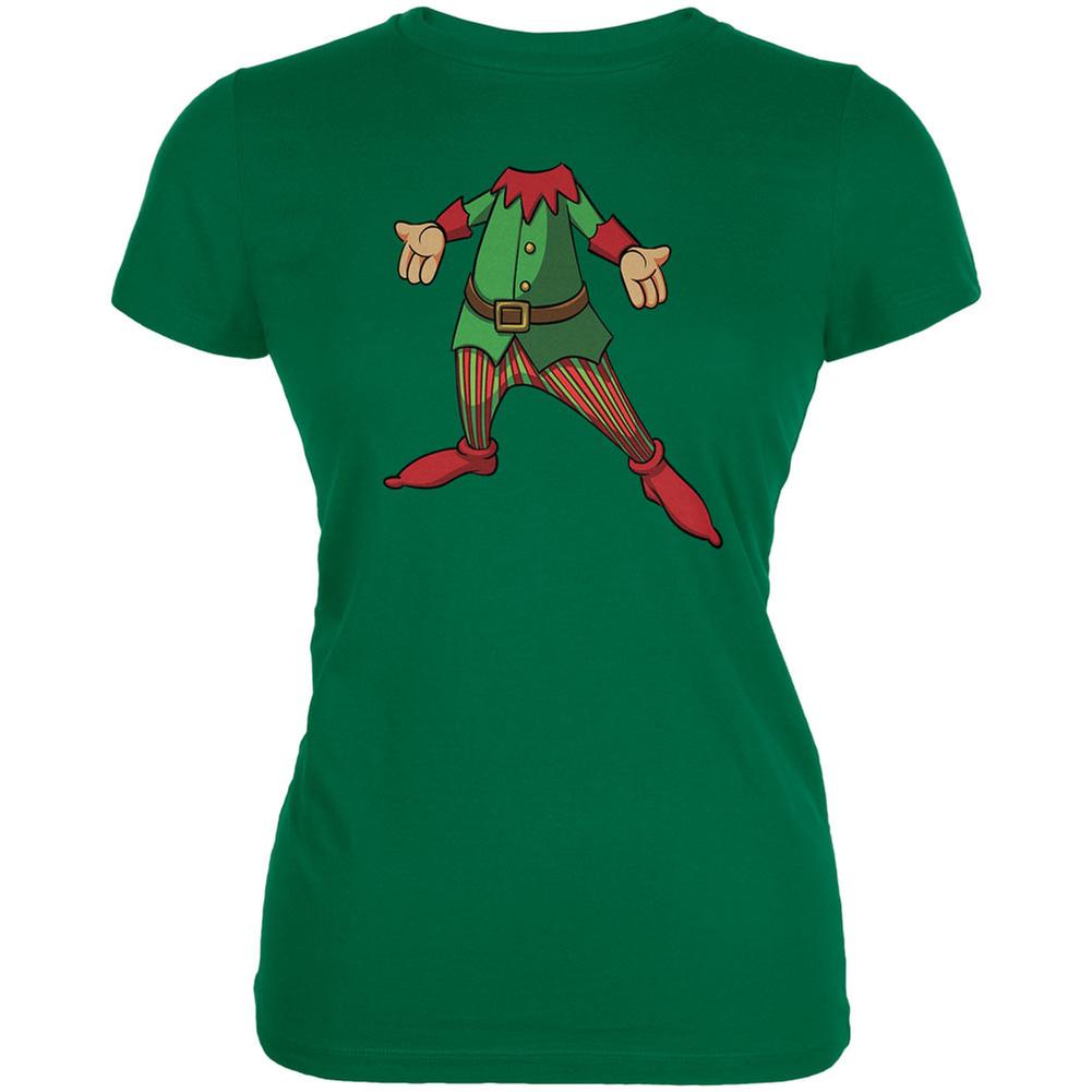 Christmas Happy Elf Kelly Green Juniors Soft T-Shirt Juniors T-Shirts Old Glory 2XL Green