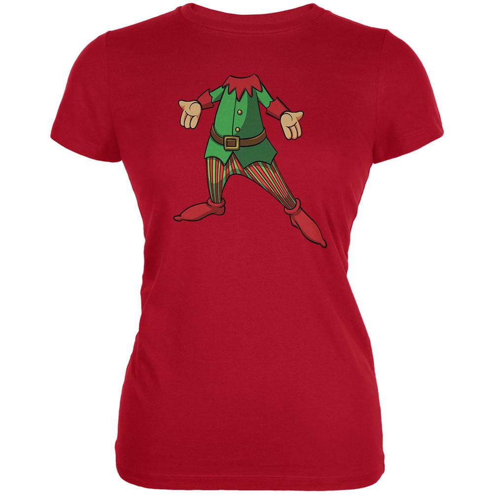 Christmas Happy Elf Red Juniors Soft T-Shirt Juniors T-Shirts Old Glory 2XL Red