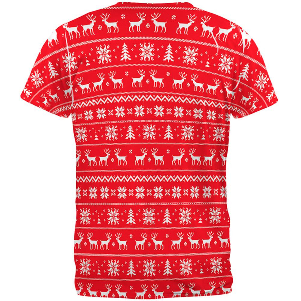 Christmas Time To Get Elf'd Up Ugly Sweater All Over Adult T-Shirt Men's T-Shirts Old Glory