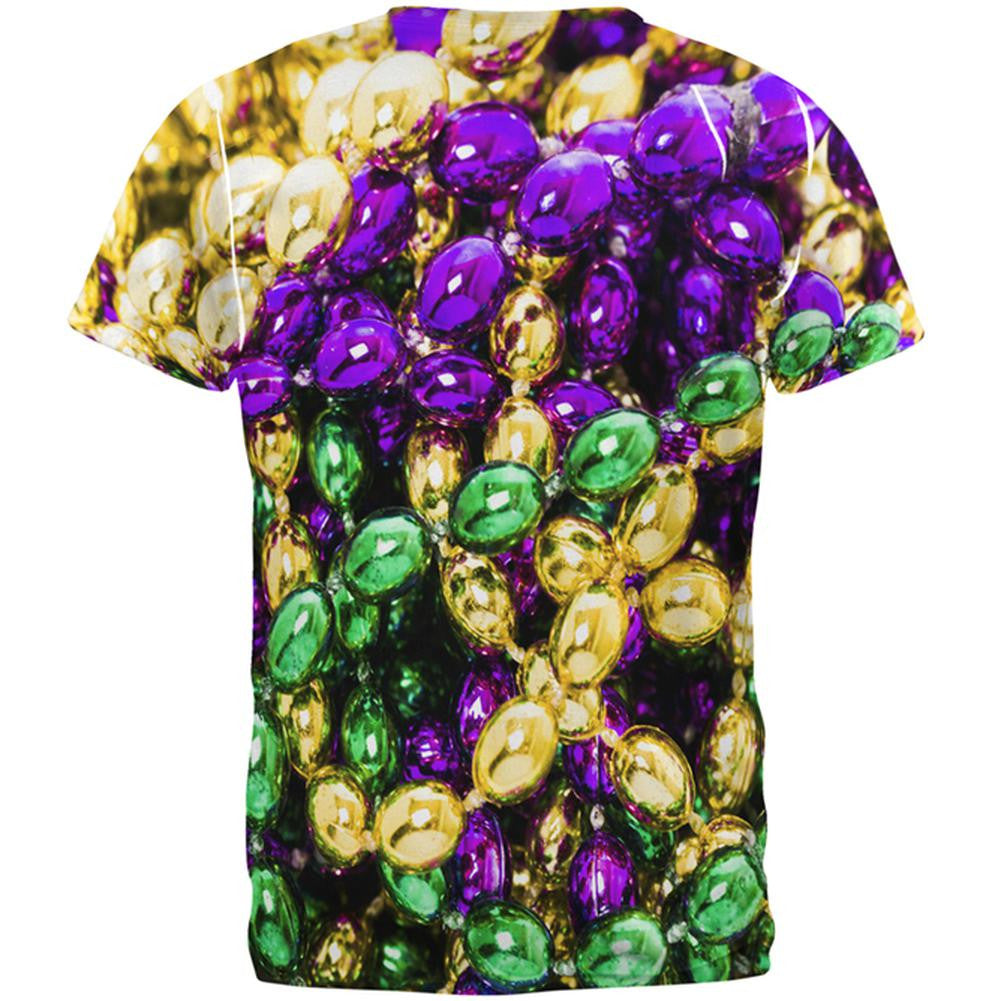 Mardi Gras Beads All Over Adult T-Shirt Men's T-Shirts Old Glory