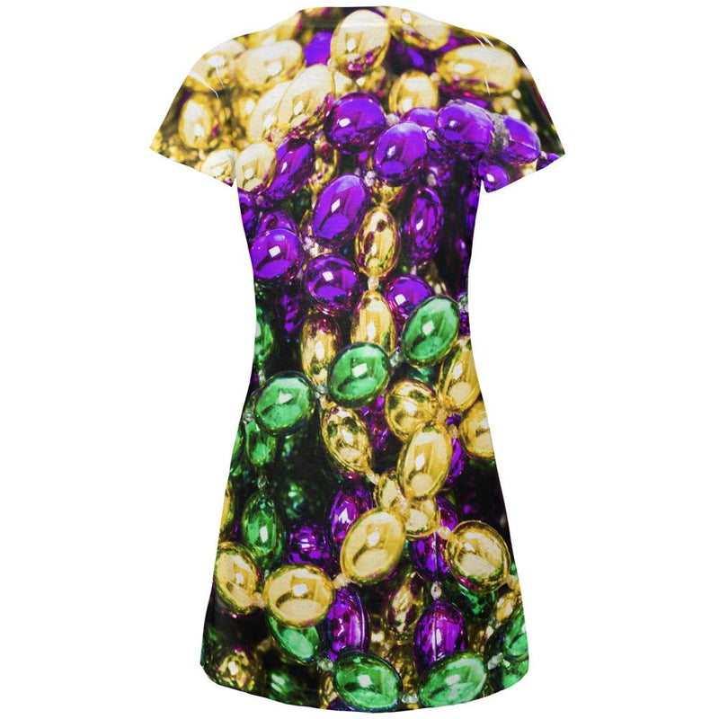 Mardi Gras Beads Juniors V-Neck Beach Cover-Up Dress Juniors T-Shirts Old Glory