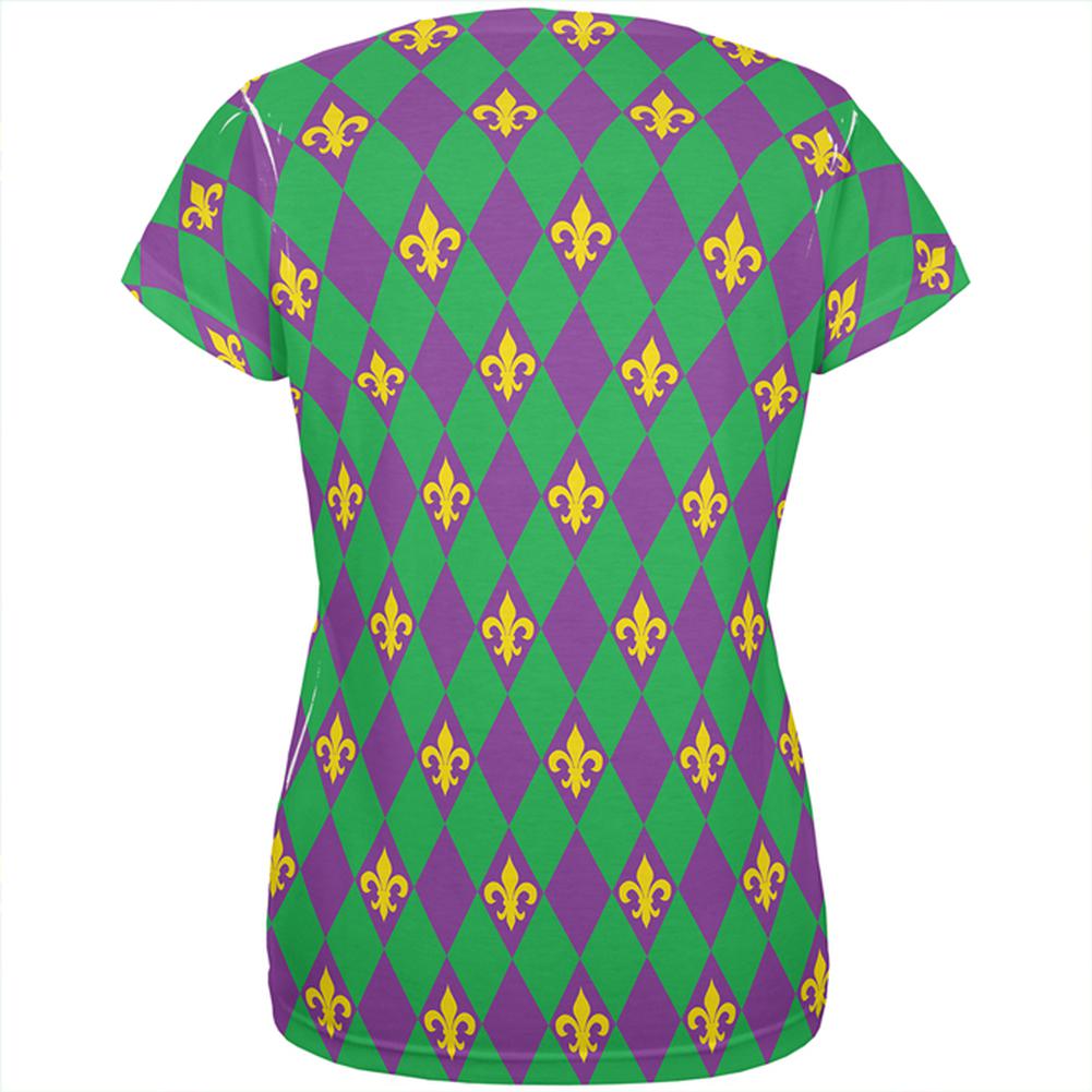 Mardi Gras Fleur De Lis All Over Womens T-Shirt Women's T-Shirts Old Glory