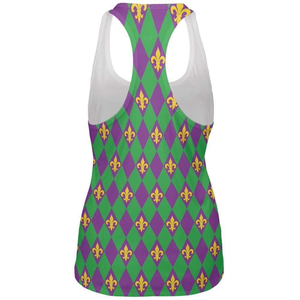 Mardi Gras Fleur De Lis All Over Womens Racerback Tank Top Women's Tank Tops Old Glory