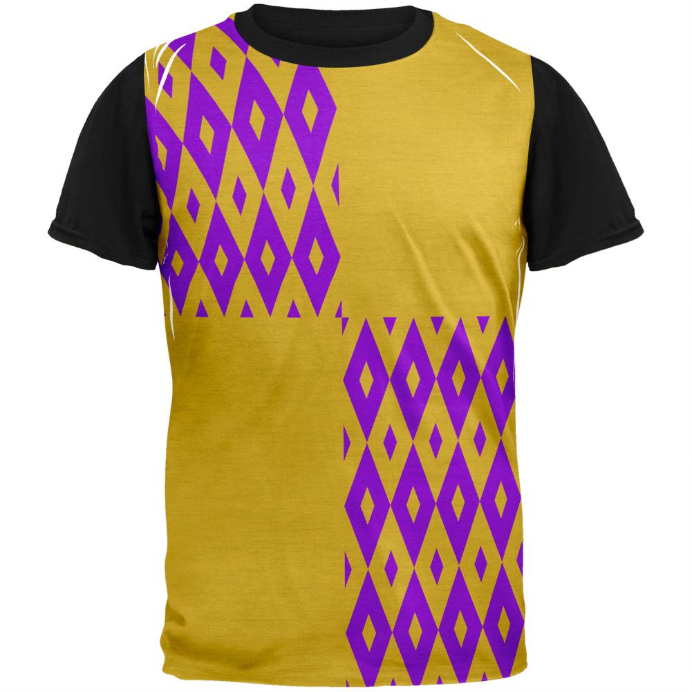 Mardi Gras Party Purple and Gold Adult Black Back T-Shirt Men's T-Shirts Old Glory LG Multi