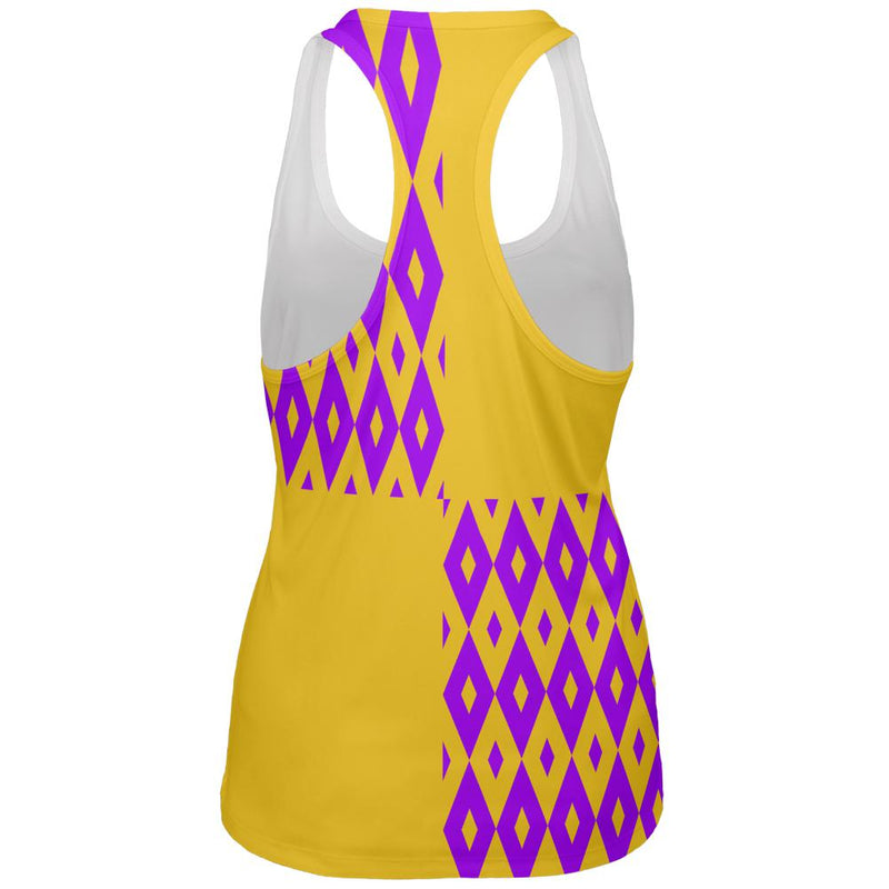 Mardi Gras Party Purple and Gold All Over Womens Racerback Tank Top Women's Tank Tops Old Glory