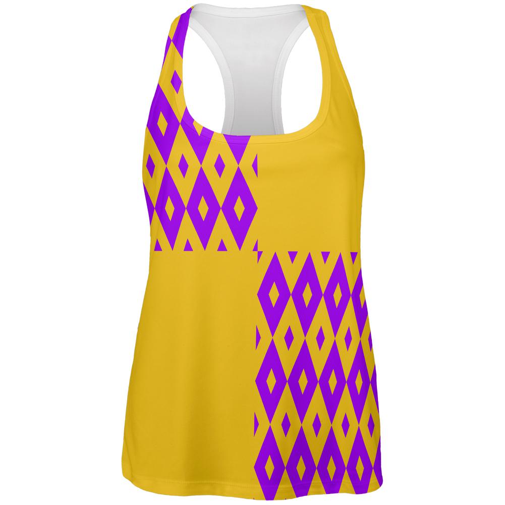Mardi Gras Party Purple and Gold All Over Womens Racerback Tank Top Women's Tank Tops Old Glory 2XL Multi
