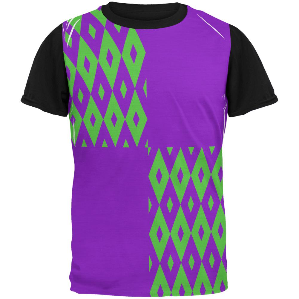 Mardi Gras Party Purple and Green Adult Black Back T-Shirt Men's T-Shirts Old Glory LG Multi
