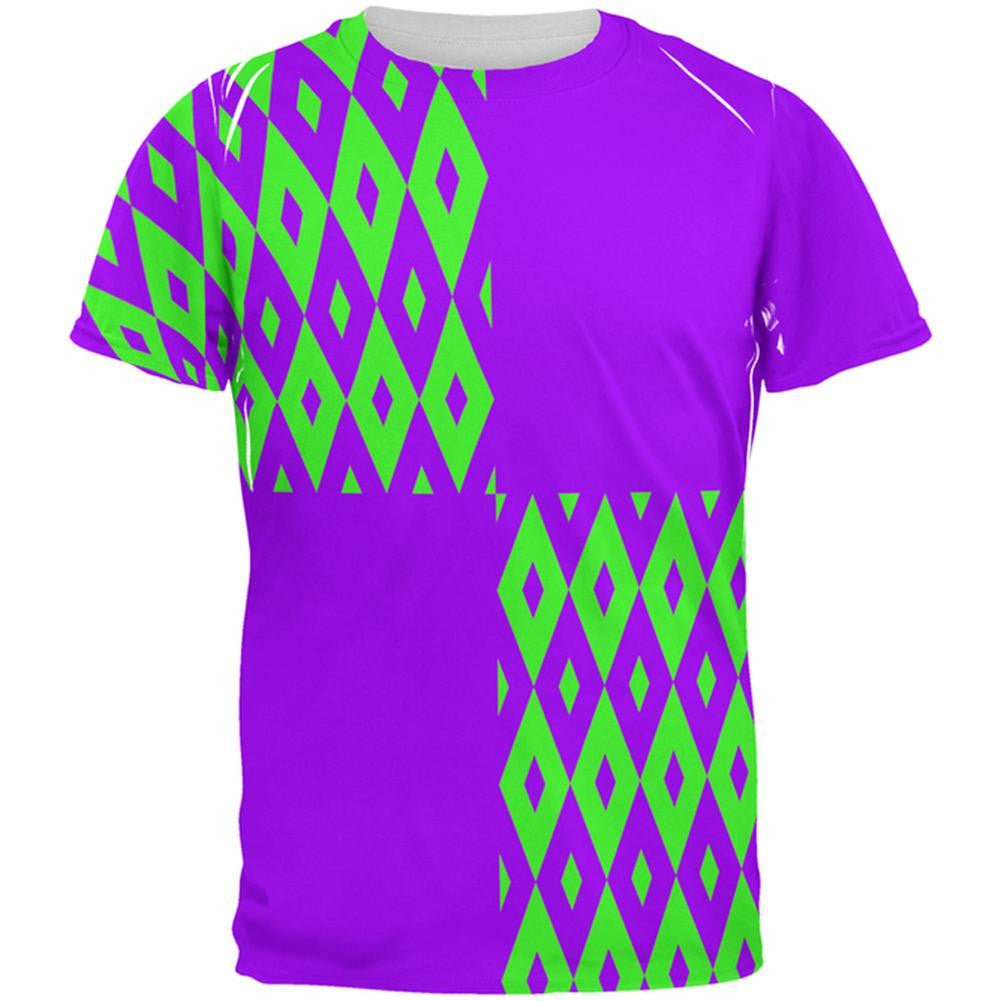 Mardi Gras Party Purple and Green All Over Adult T-Shirt Men's T-Shirts Old Glory 2XL Multi