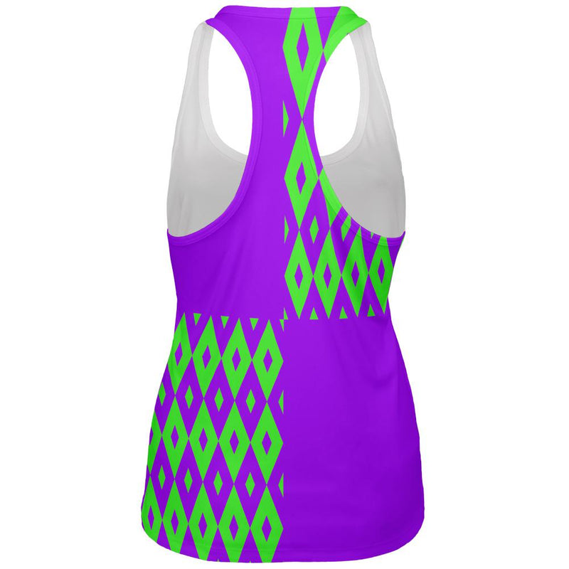 Mardi Gras Party Purple and Green All Over Womens Racerback Tank Top Women's Tank Tops Old Glory