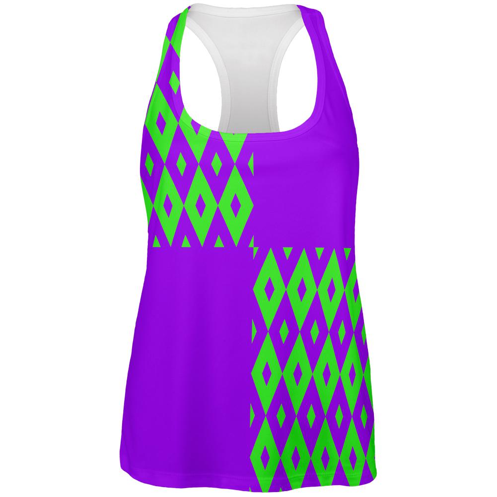Mardi Gras Party Purple and Green All Over Womens Racerback Tank Top Women's Tank Tops Old Glory 2XL Multi
