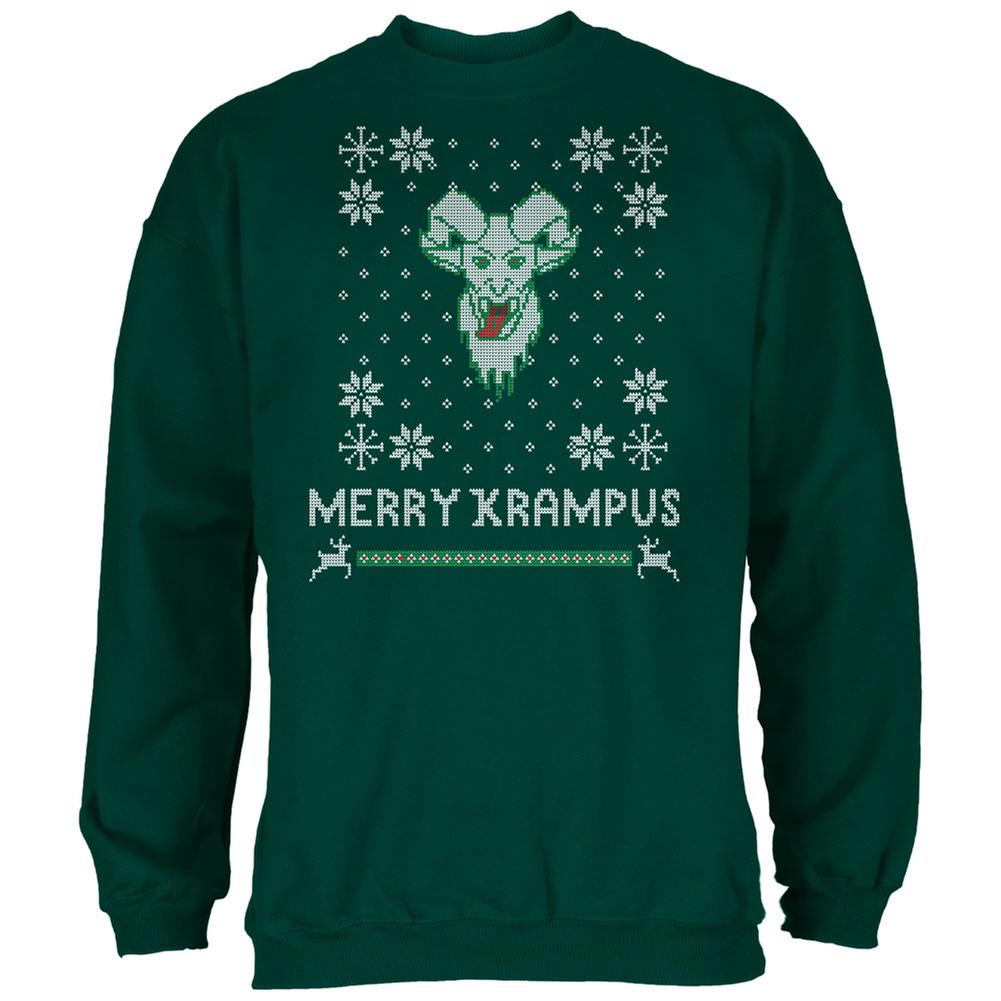 Christmas Merry Krampus Ugly Xmas Sweater Forest Adult Sweatshirt Men's Sweatshirts Old Glory 2XL Green