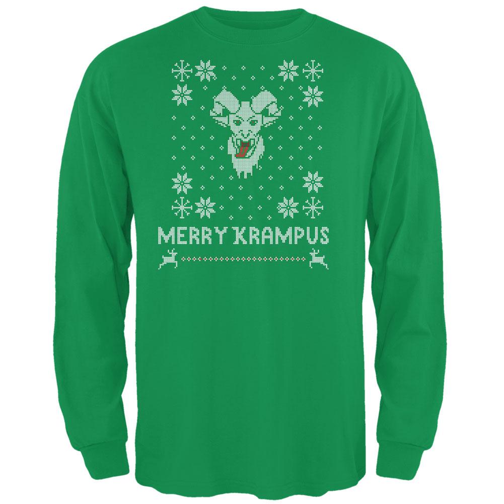 Christmas Merry Krampus Ugly Xmas Sweater Irish Green Adult Long Sleeve T-Shirt Men's Long Sleeves Old Glory 2XL Green
