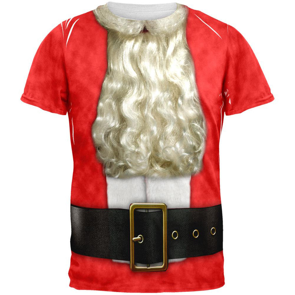 Christmas Bearded Santa Costume All Over Adult T-Shirt Men's T-Shirts Old Glory 2XL Multi