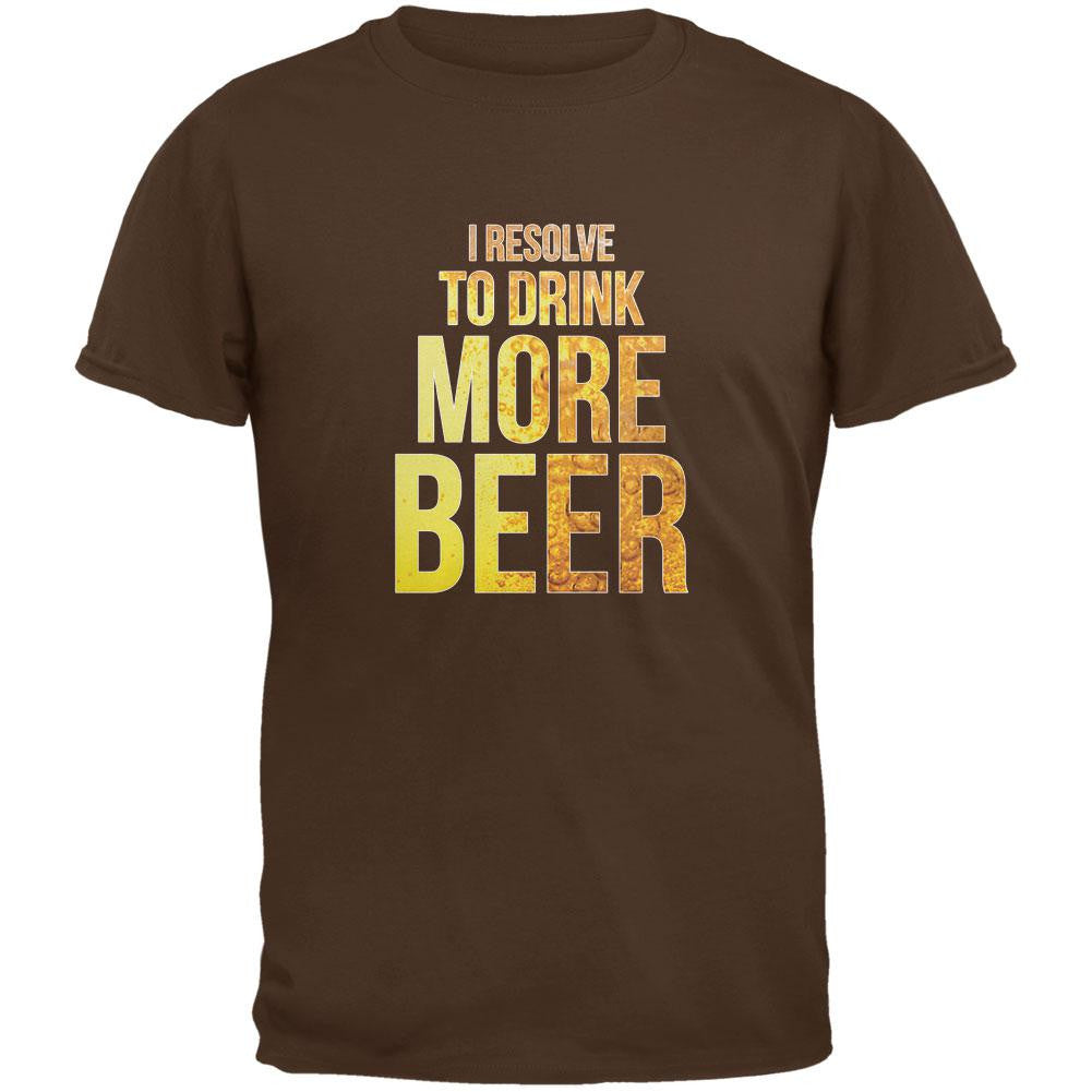 New Years Drink More Beer Resolution Brown Adult T-Shirt Men's T-Shirts Old Glory SM Brown