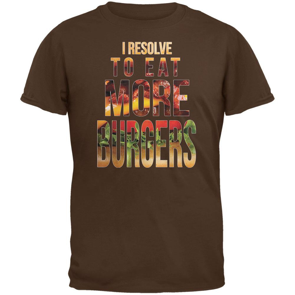 New Years Eat More Burgers Brown Adult T-Shirt Men's T-Shirts Old Glory 2XL Brown