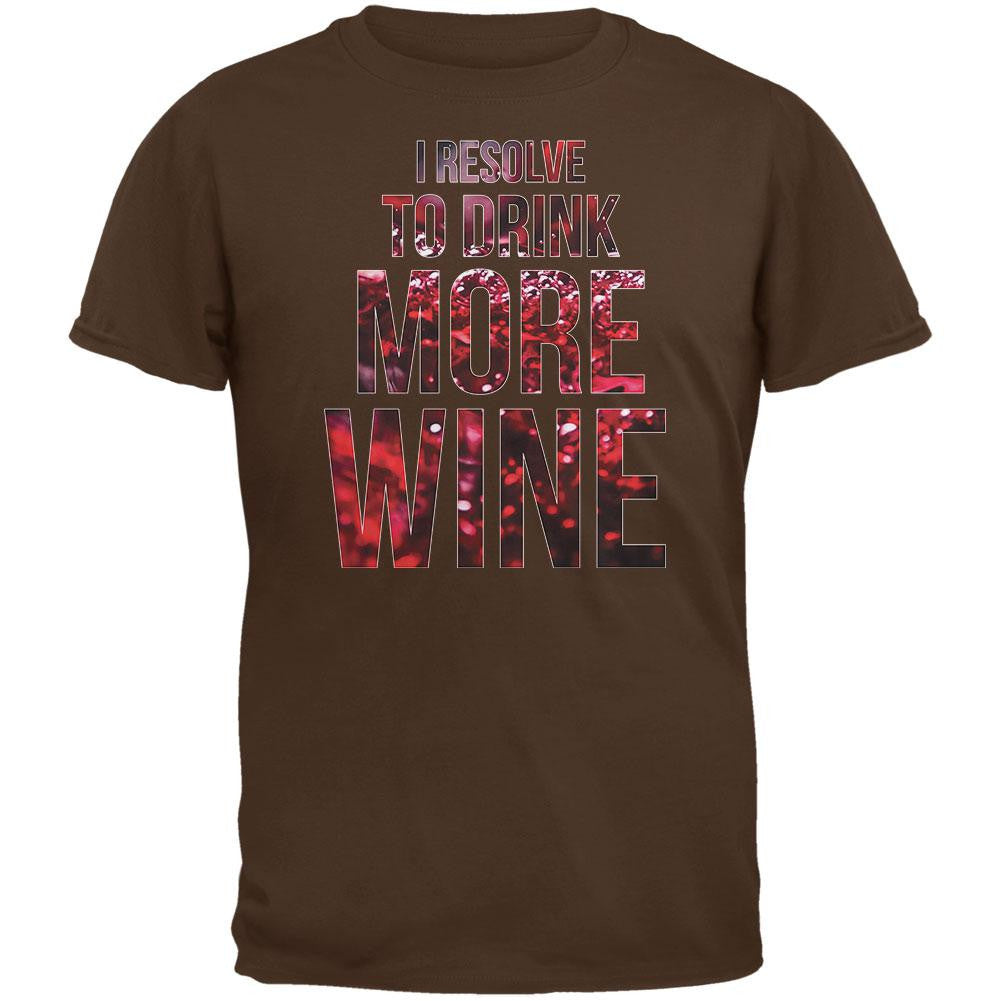 New Years Drink More Wine Brown Adult T-Shirt Men's T-Shirts Old Glory SM Brown
