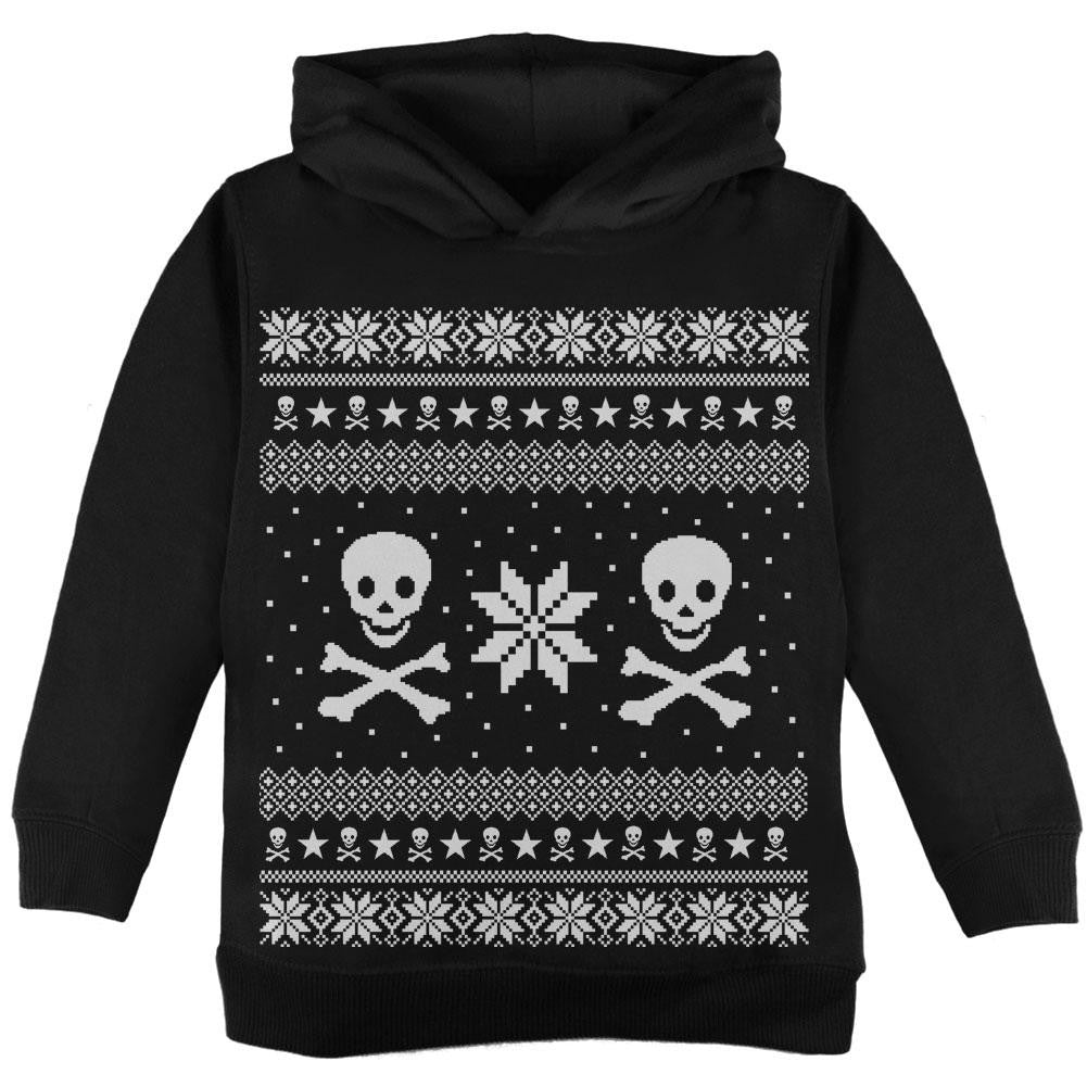 Skull & Crossbones Ugly Christmas Sweater Red Toddler Hoodie Toddler Hoodies Old Glory