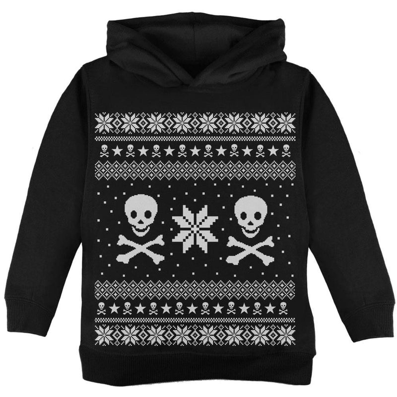 Skull & Crossbones Ugly Christmas Sweater Red Toddler Hoodie Toddler Hoodies Old Glory