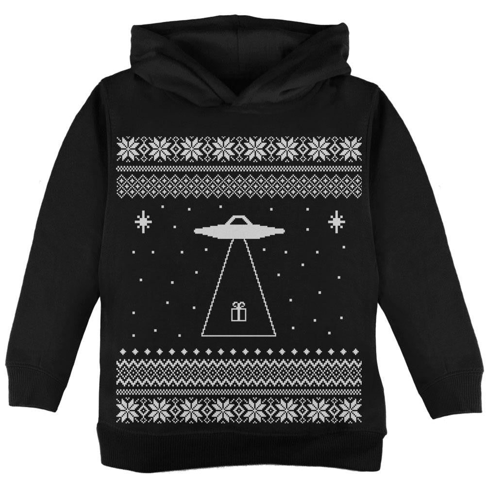Alien Beam Ugly Christmas Sweater Toddler Hoodie Toddler Hoodies Old Glory 2T Black