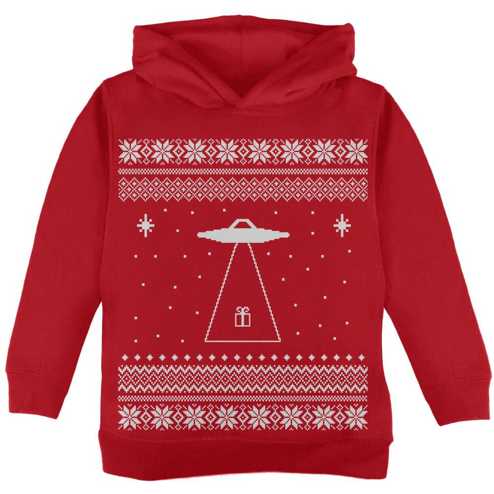 Alien Beam Ugly Christmas Sweater Toddler Hoodie Toddler Hoodies Old Glory 2T Red