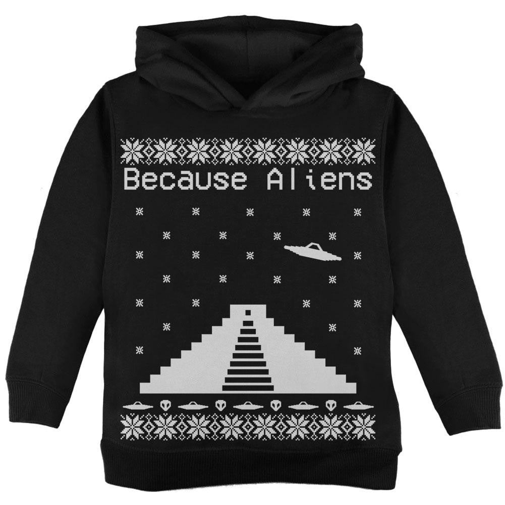 Because Aliens Pyramid Christmas Sweater Black Toddler Hoodie Toddler Hoodies Old Glory 2T Black