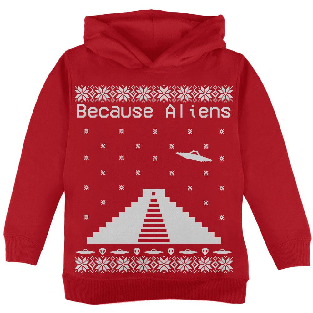 Because Aliens Pyramid Christmas Sweater Black Toddler Hoodie Toddler Hoodies Old Glory 2T Red