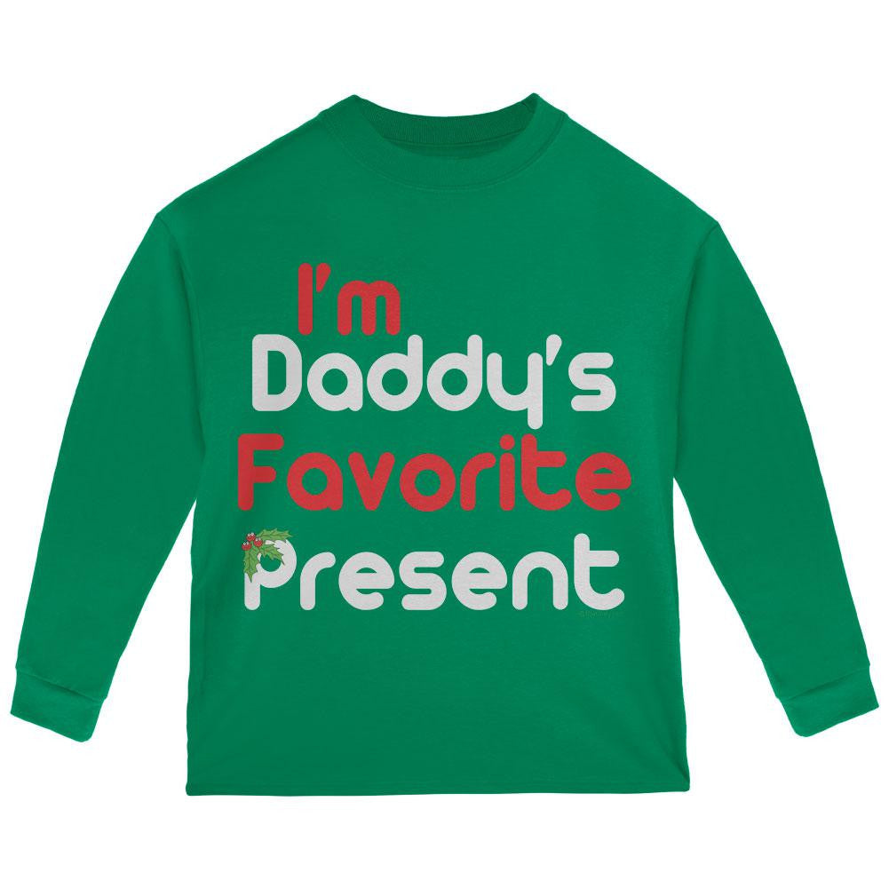 Christmas Daddy's Favorite Present Green Toddler Long Sleeve T-Shirt Toddler Long Sleeves Old Glory 2T Green