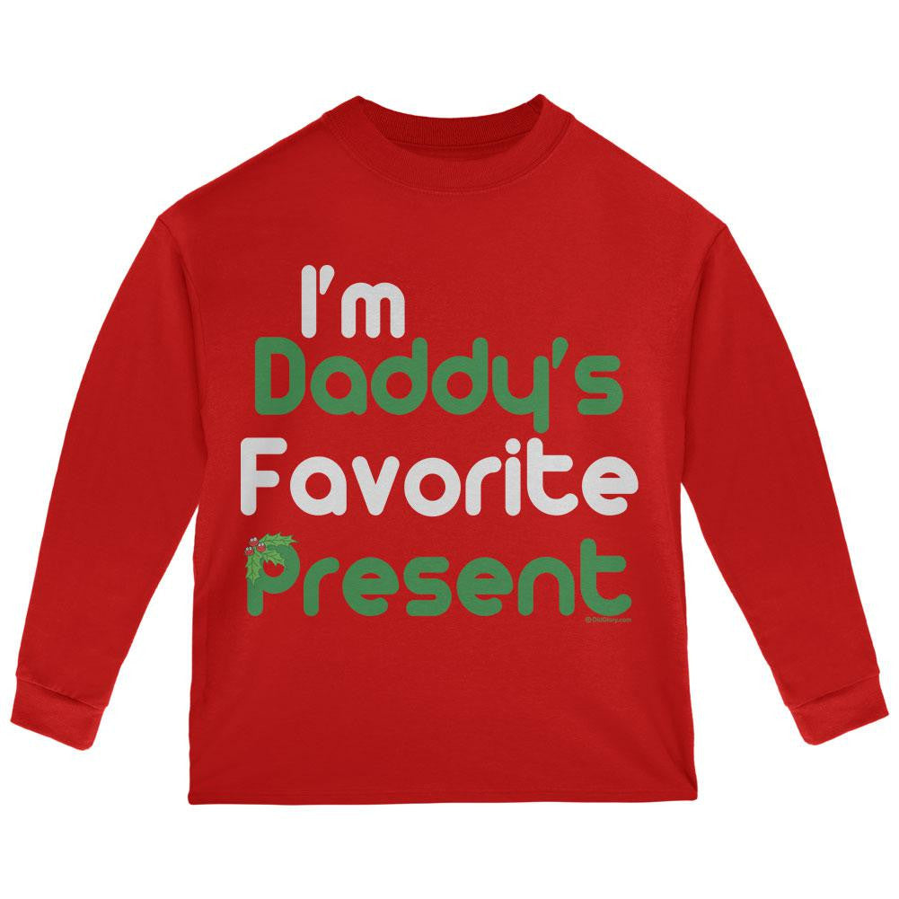 Christmas Daddy's Favorite Present Red Toddler Long Sleeve T-Shirt Toddler Long Sleeves Old Glory 2T Red