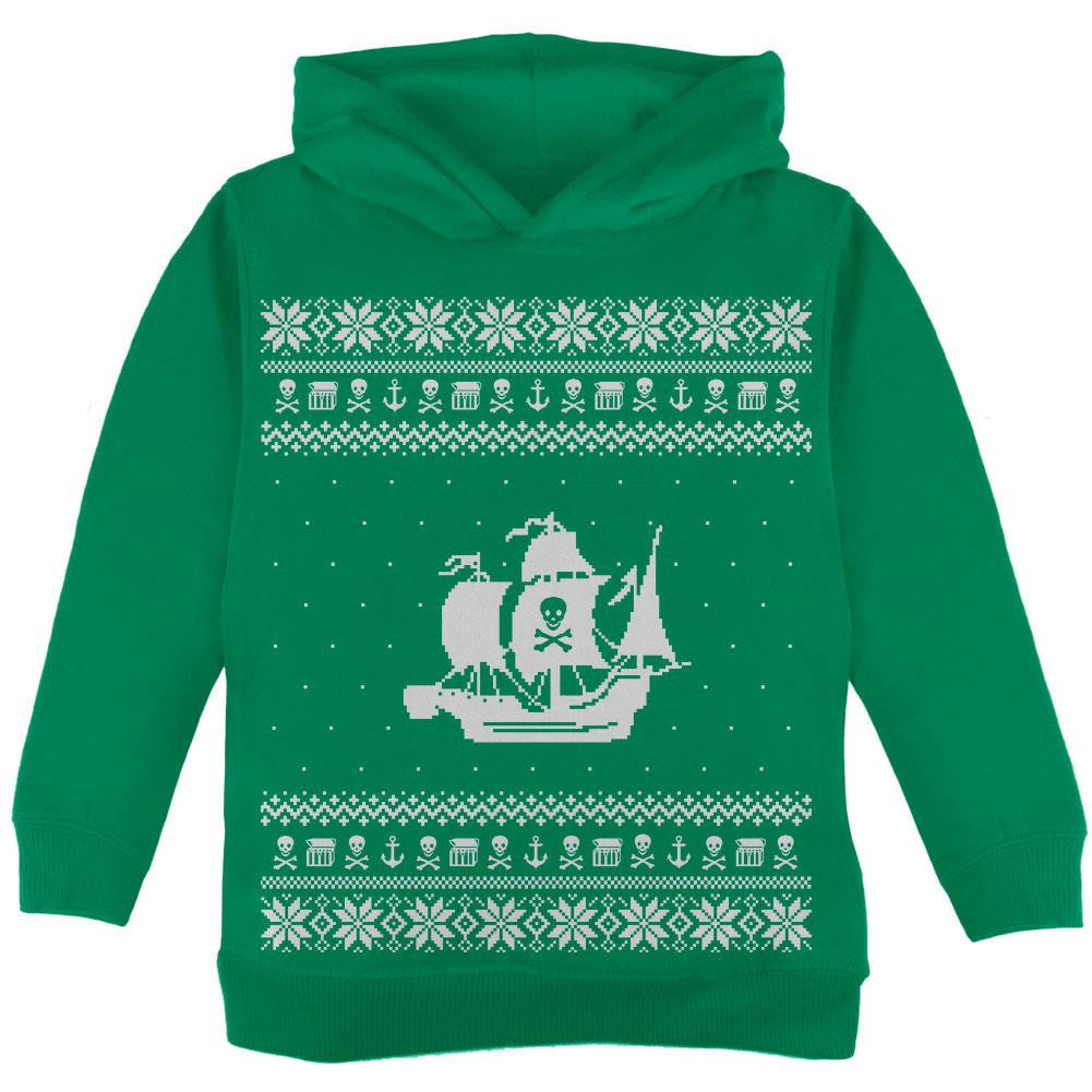 Pirate Ship Ugly Christmas Sweater Black Toddler Hoodie Toddler Hoodies Old Glory