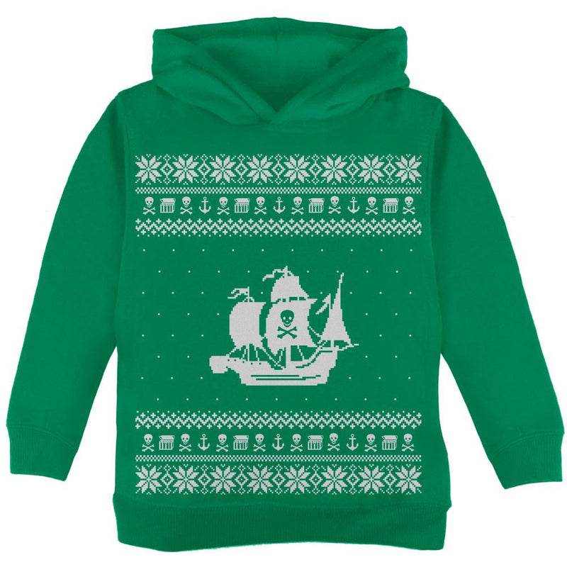 Pirate Ship Ugly Christmas Sweater Black Toddler Hoodie Toddler Hoodies Old Glory