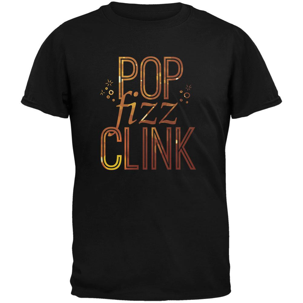 New Years Pop Fizz Clink Black Adult T-Shirt Men's T-Shirts Old Glory 2XL Black
