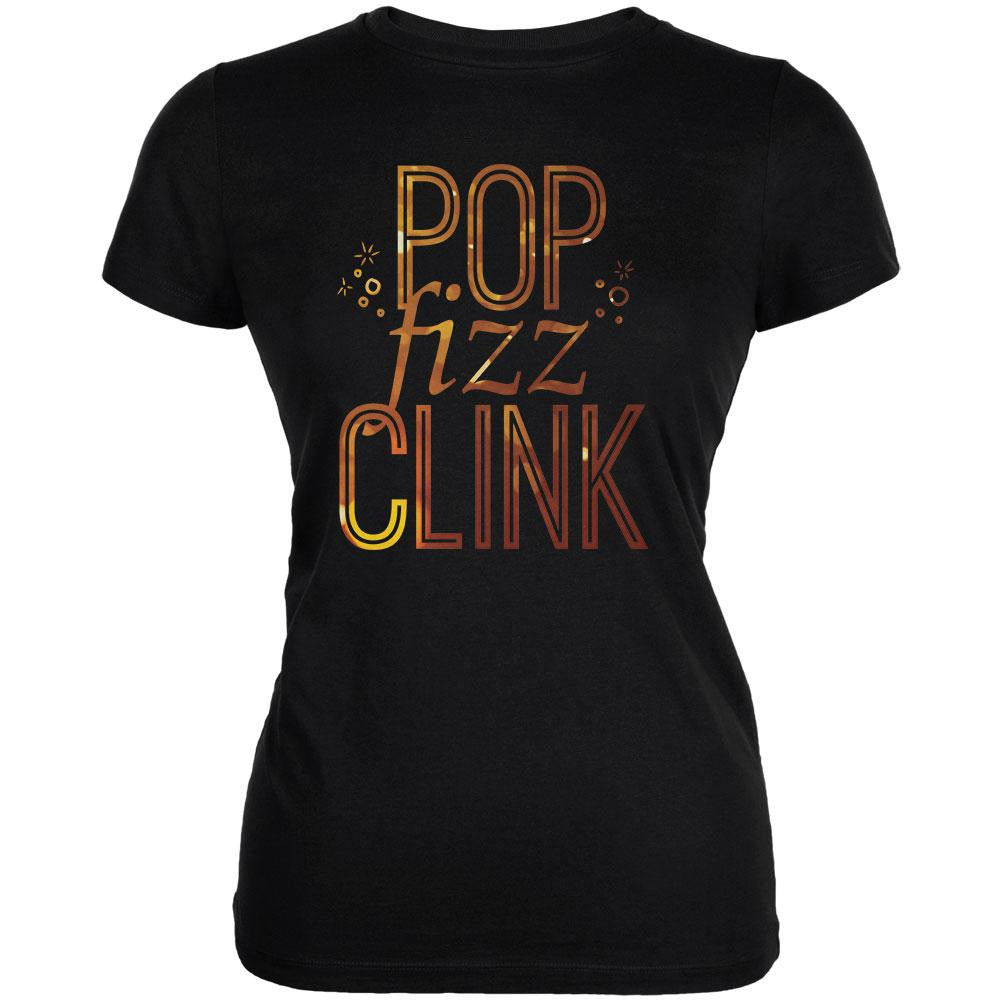 New Years Pop Fizz Clink Black Juniors Soft T-Shirt Juniors T-Shirts Old Glory 2XL Black