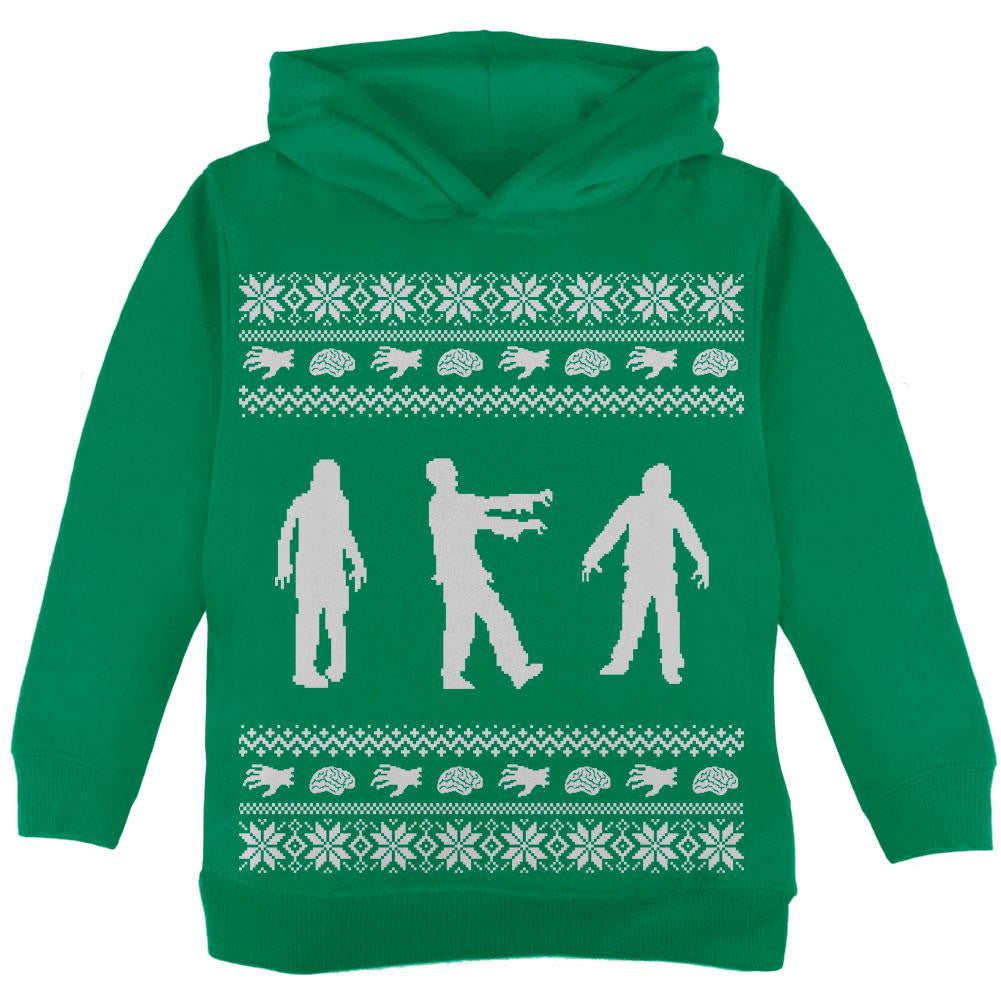 Zombie Ugly Christmas Sweater Black Toddler Hoodie Toddler Hoodies Old Glory