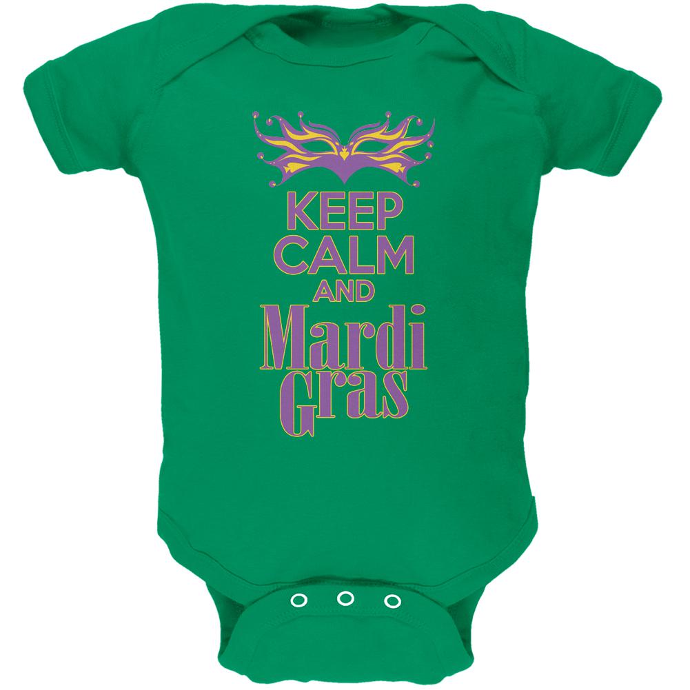 Mardi Gras Keep Calm Kelly Green Soft Baby One Piece Baby One Piece Old Glory 0-3M Green