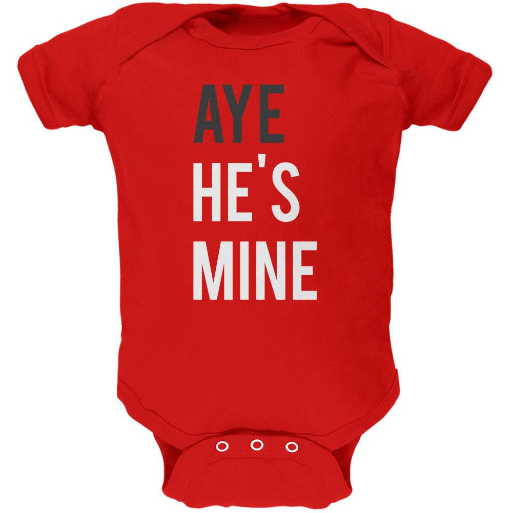 Valentine's Day AYE He's Mine Red Soft Baby One Piece Baby One Piece Old Glory