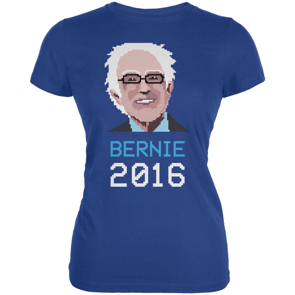 Election 2016 Bernie Sanders Pixel 8 Bit Royal Juniors Soft T-Shirt Juniors T-Shirts Old Glory 2XL Blue