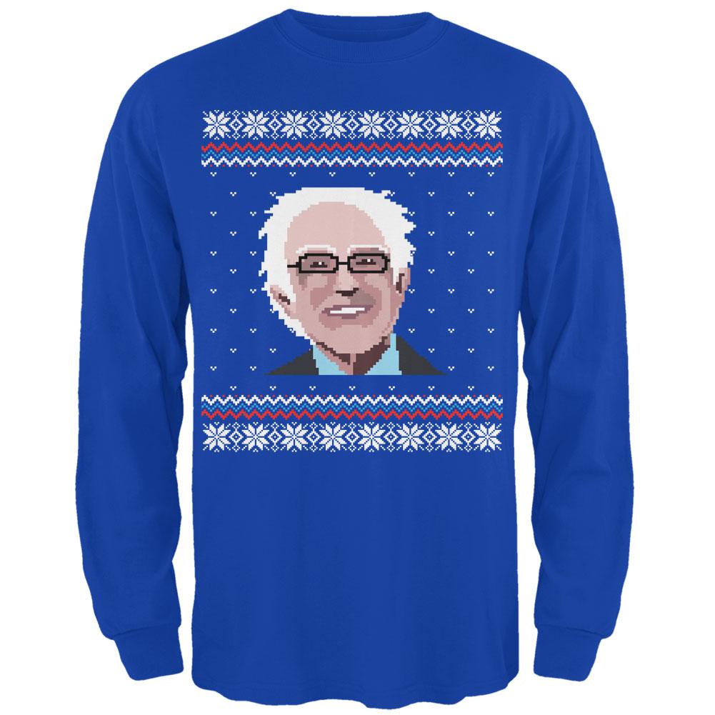 Election Bernie Sanders Ugly Xmas Sweater Royal Adult Long Sleeve T-Shirt Men's Long Sleeves Old Glory 2XL Blue