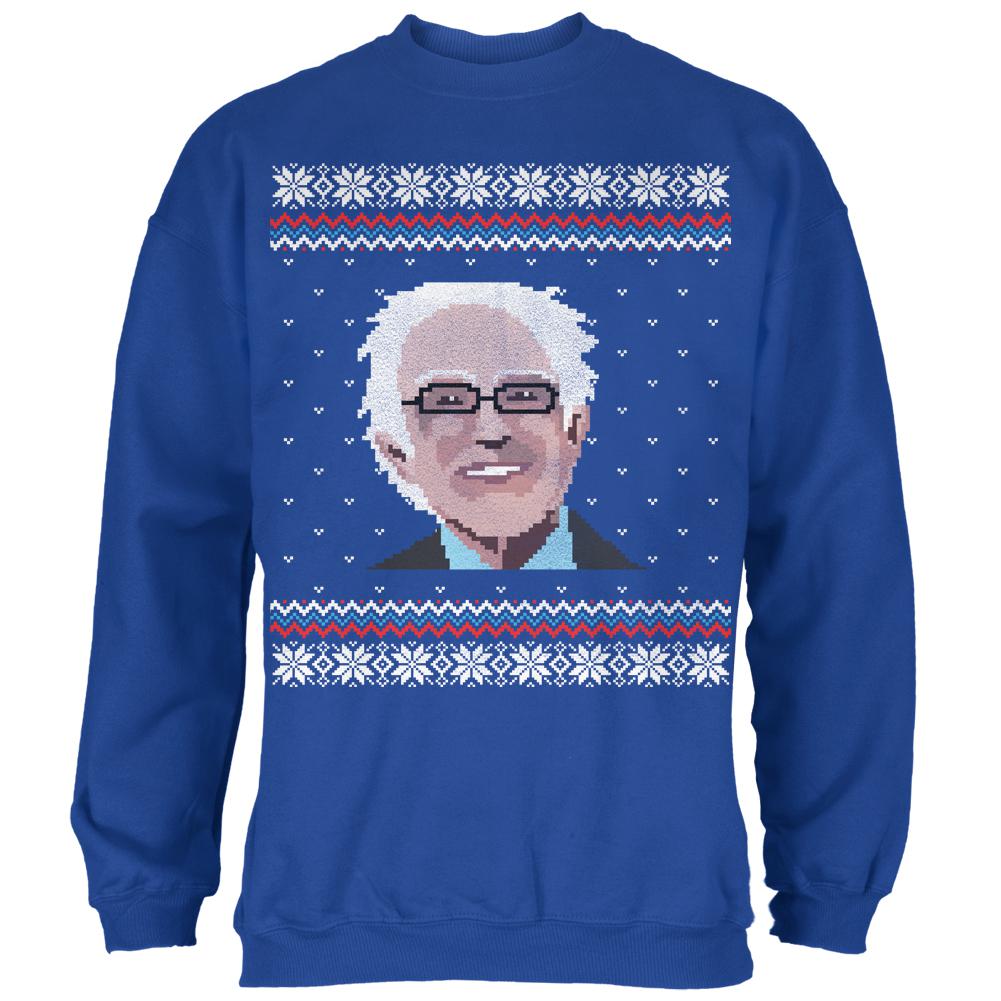 Election Bernie Sanders Ugly Xmas Sweater Royal Adult Sweatshirt Men's Sweatshirts Old Glory 2XL Blue