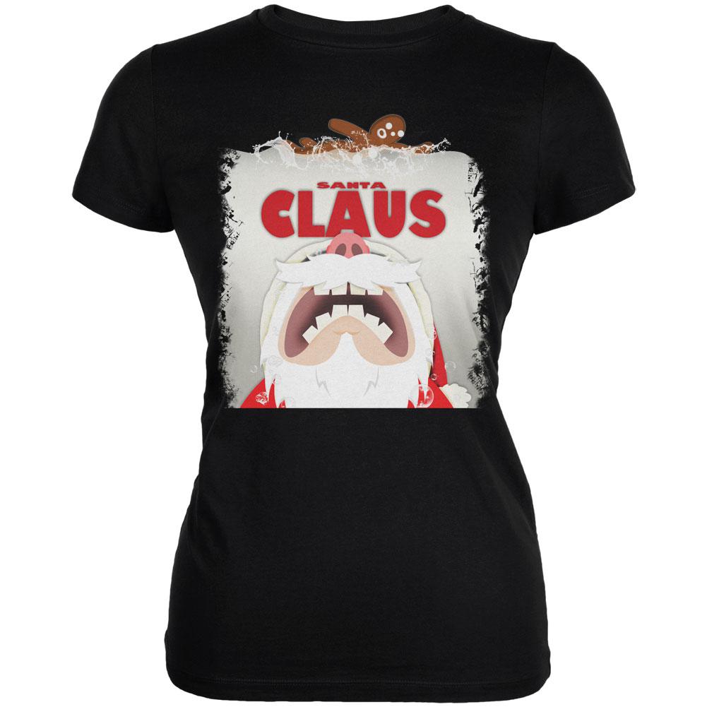 Christmas Santa Jaws Claus Horror Black Juniors Soft T-Shirt Juniors T-Shirts Old Glory 2XL Black